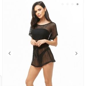 Forever21 Black Mesh Cover-up Romper